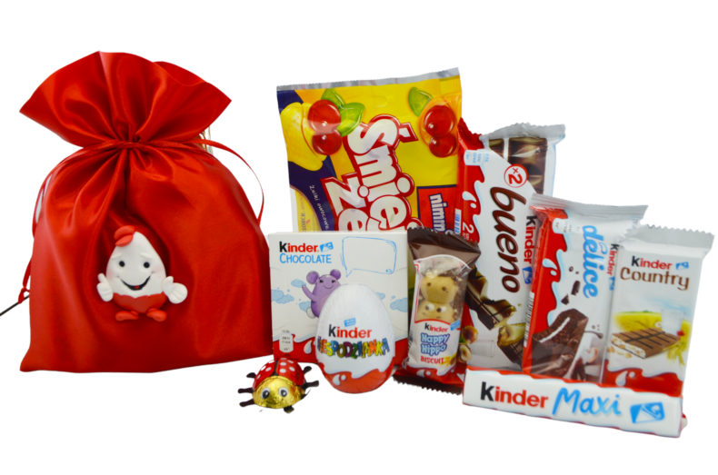 Zestaw słodyczy Kinder worek prezent dla dziecka na urodziny + jajko magnez