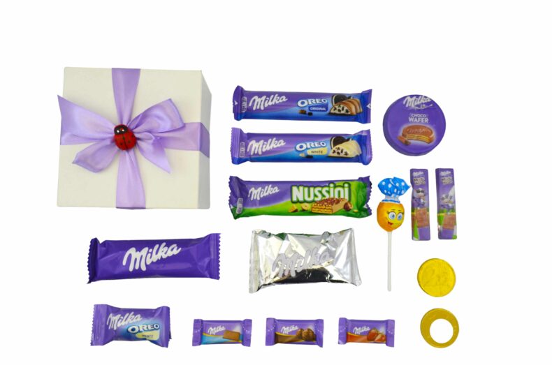 Zestaw słodyczy Milka w pudełu box prezent na urodziny dla dziecka