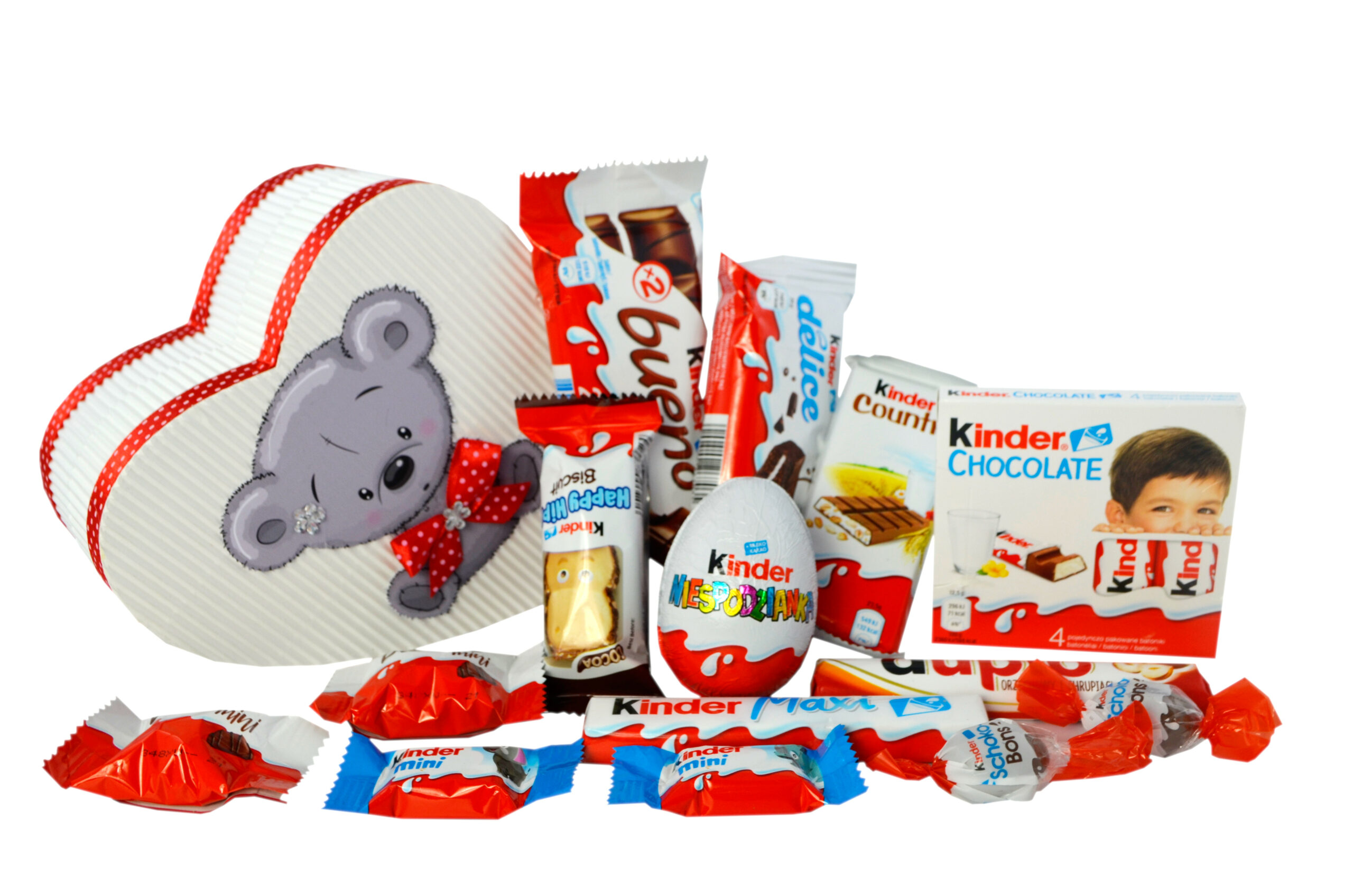Zestaw słodyczy Kinder dla dzieci prezent serce na urodziny