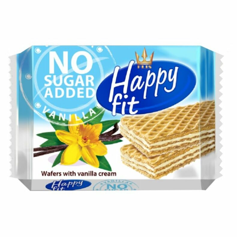 Wafelki wafle waniliowe bez cukru Happy Fit 95g