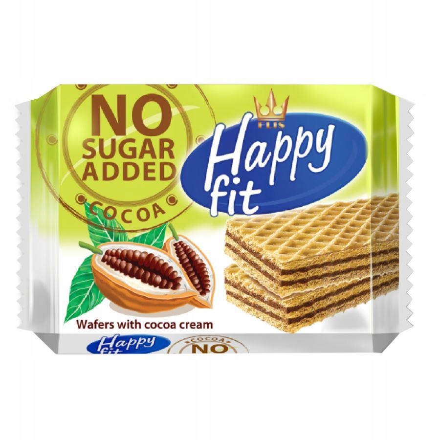Wafelki wafle kakaowe bez dodatku cukru Happy Fit 95g