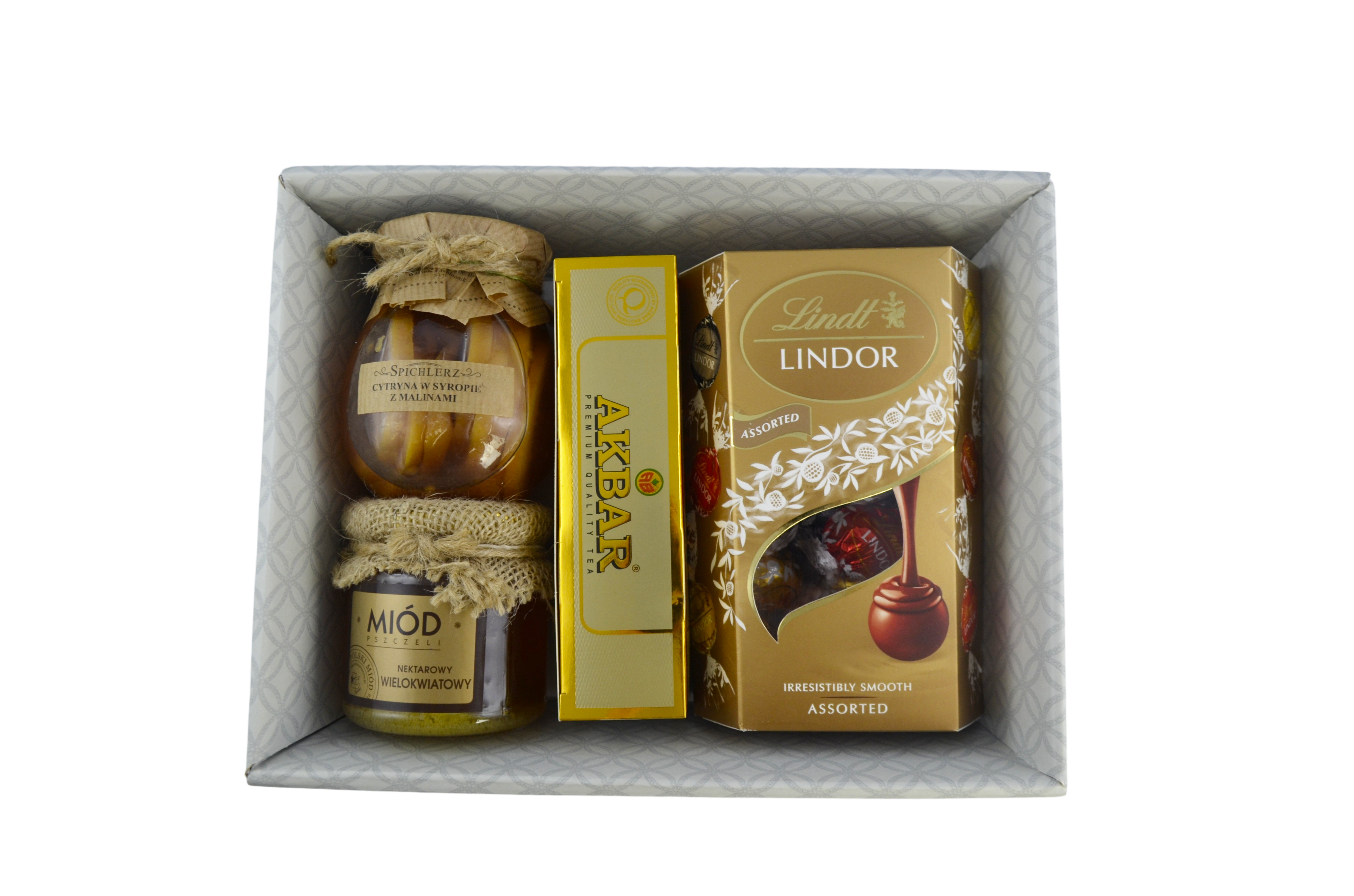 Zestaw słodyczy kosz podarunkowy dla najbliższych box upominkowy z miodem i herbatą