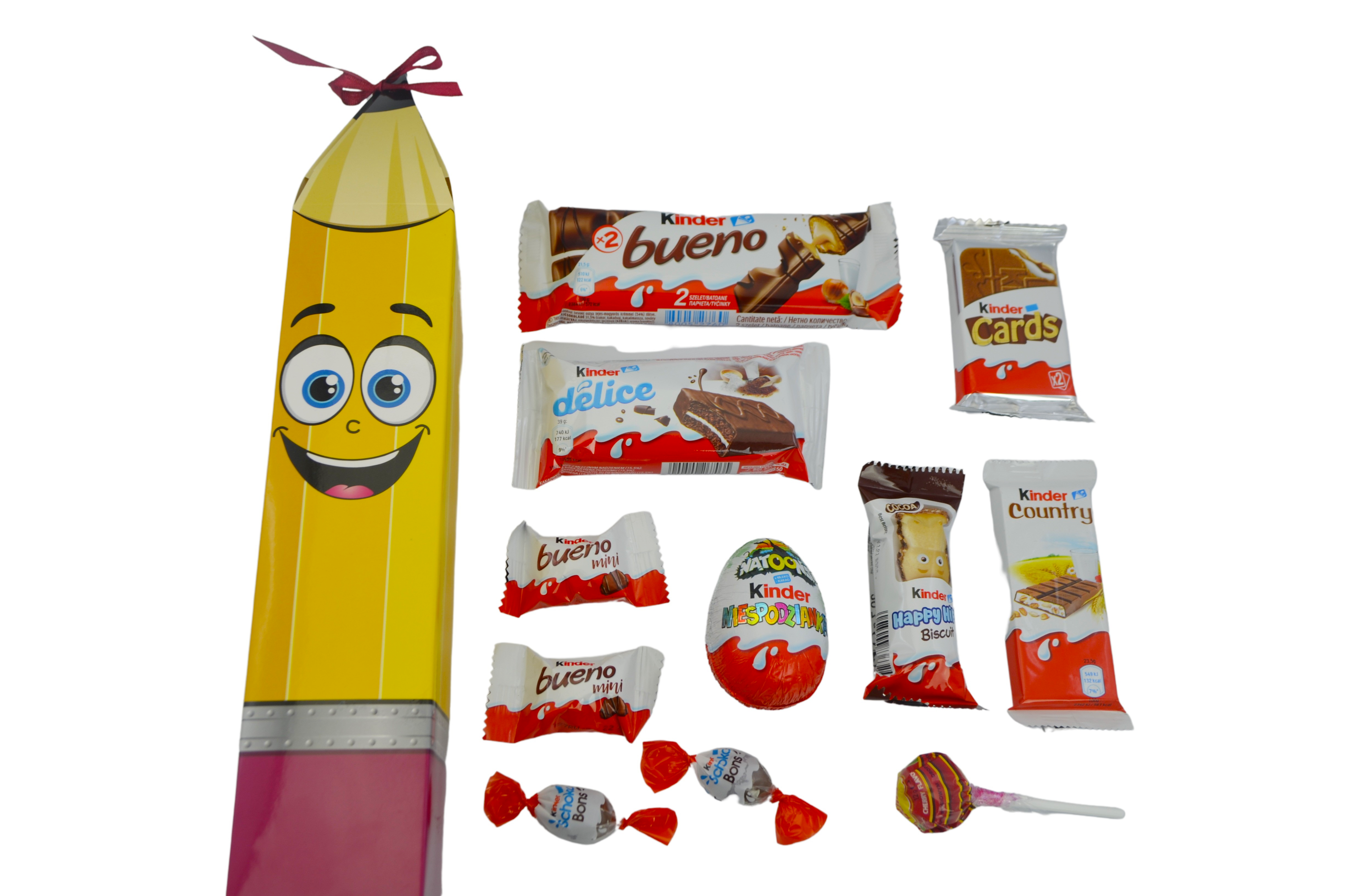 Zestaw słodyczy Kinder Tyta Pierwszoklasisty wesoły ołówek 37cm