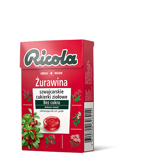 Cukierki landrynki ziołowe bez cukru Ricola żurawinowa 27,5g