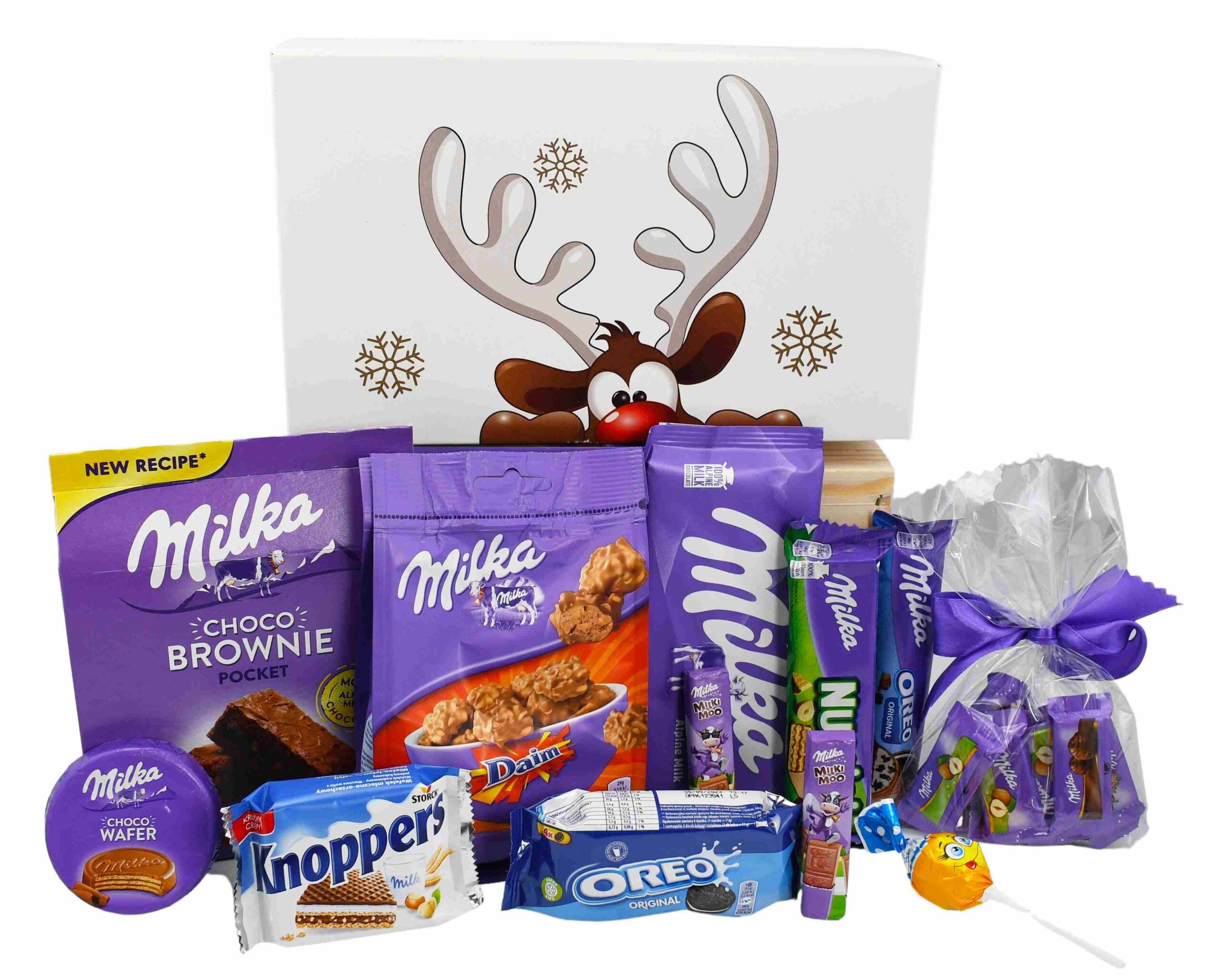 Zestaw prezentowy na Mikołaja box słodyczy Milka Mikołaj Święta