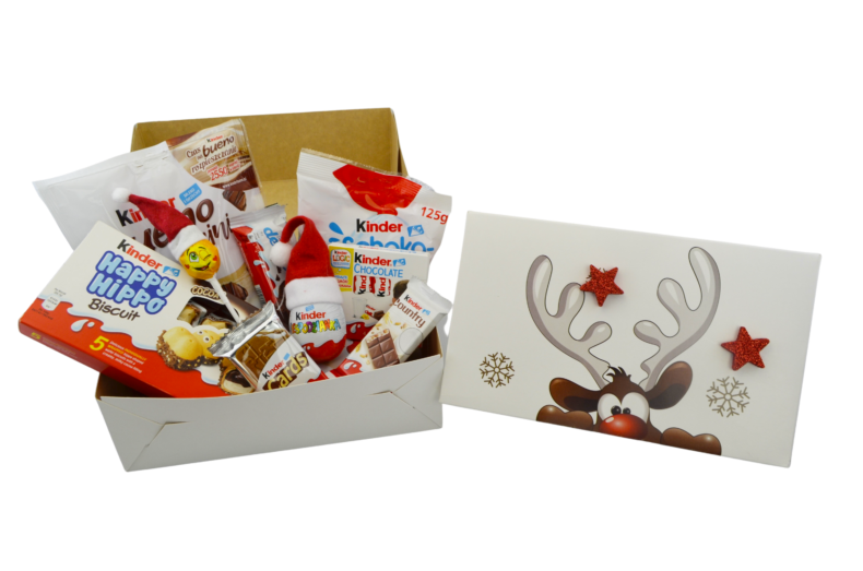 Prezent Świąteczny box słodyczy Kinder renifer pod choinkę