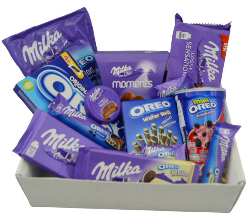 Zestaw prezentowy box słodyczy Milka Oreo na urodziny