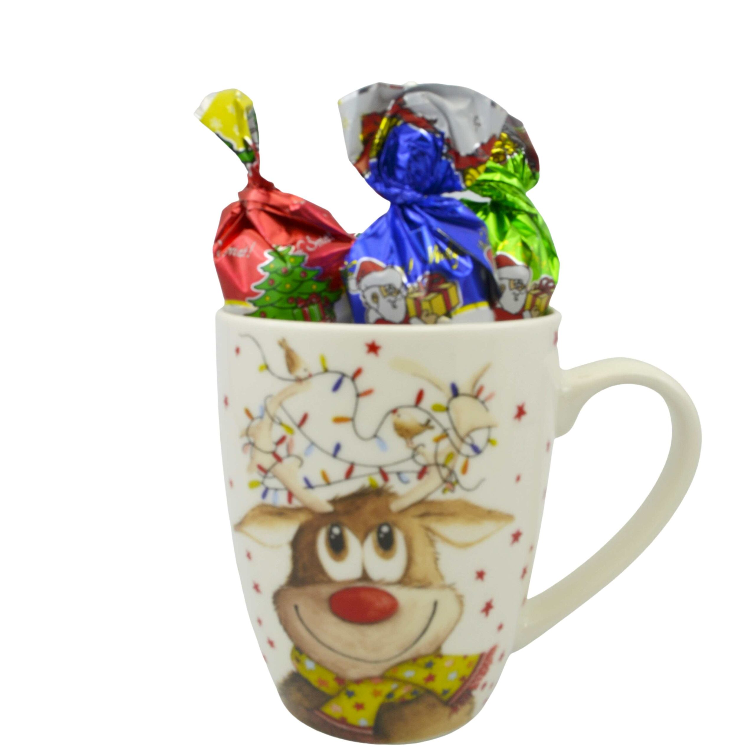 Zestaw słodyczy w kubku na Święta cukierki 200g kubek renifer