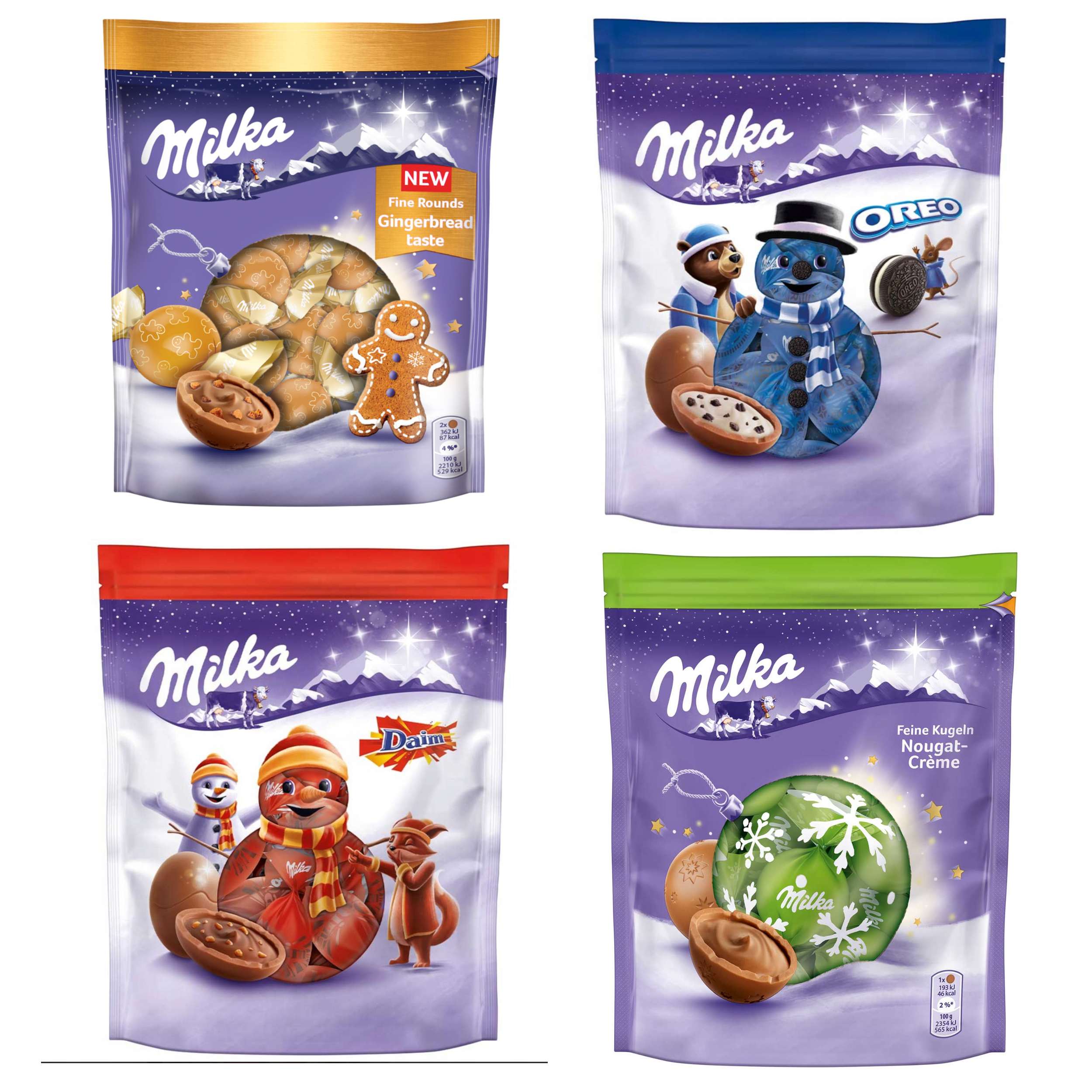 Cukierki Milka Bonbona na choinkę Święta zestaw 4 szt