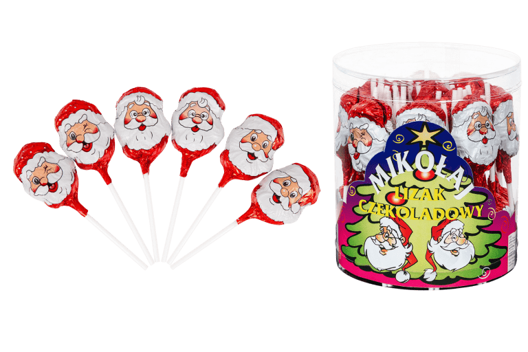 Czekoladowe lizaki lizak Mikołaj Święta 50 szt x 13g 650g