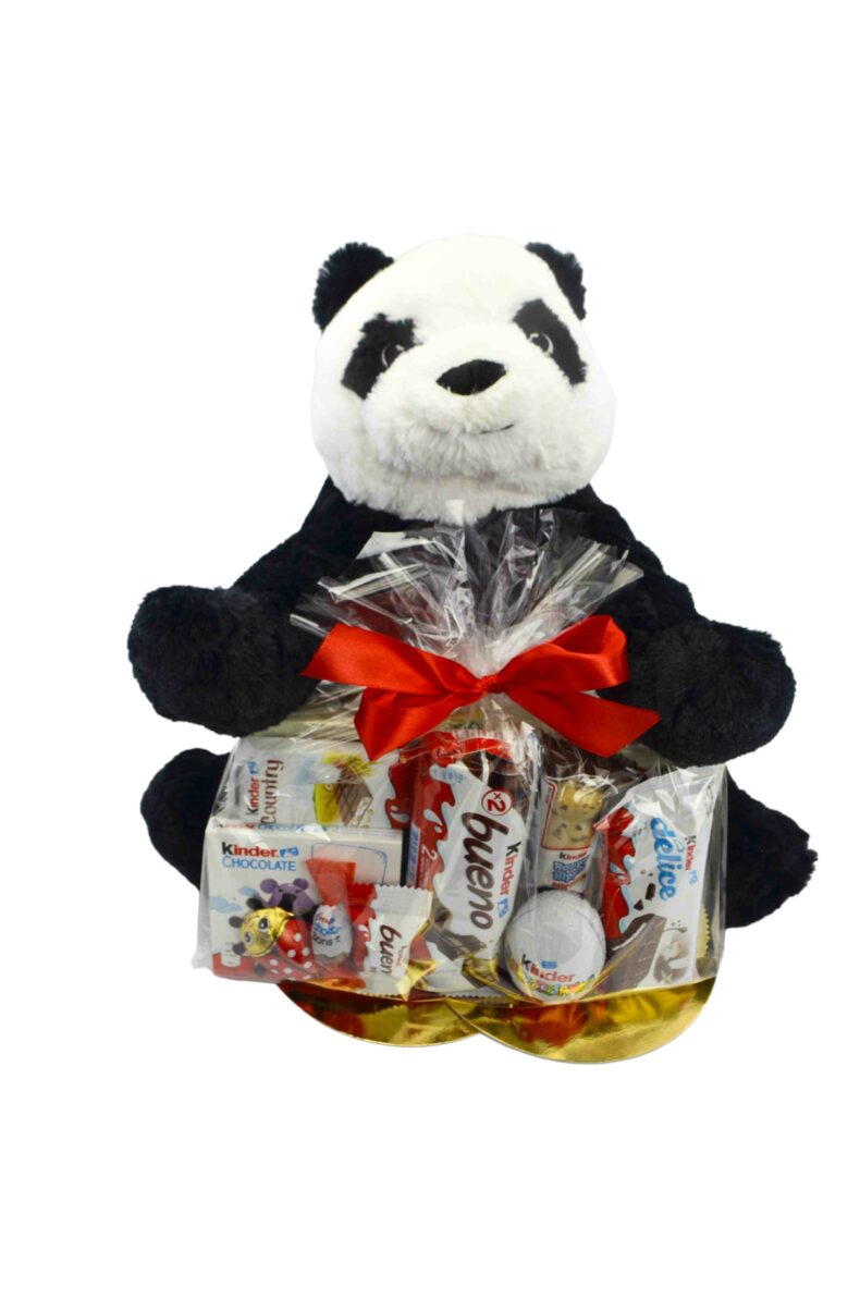 Zestaw słodyczy miś panda + paczka Kinder prezent