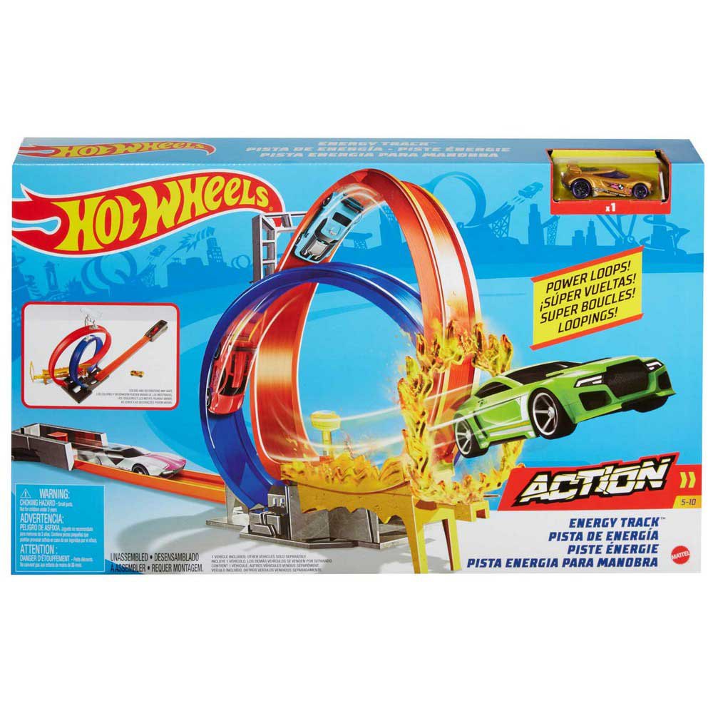 Duży zestaw tor samochodowy Hot Wheels pętla Energy Track