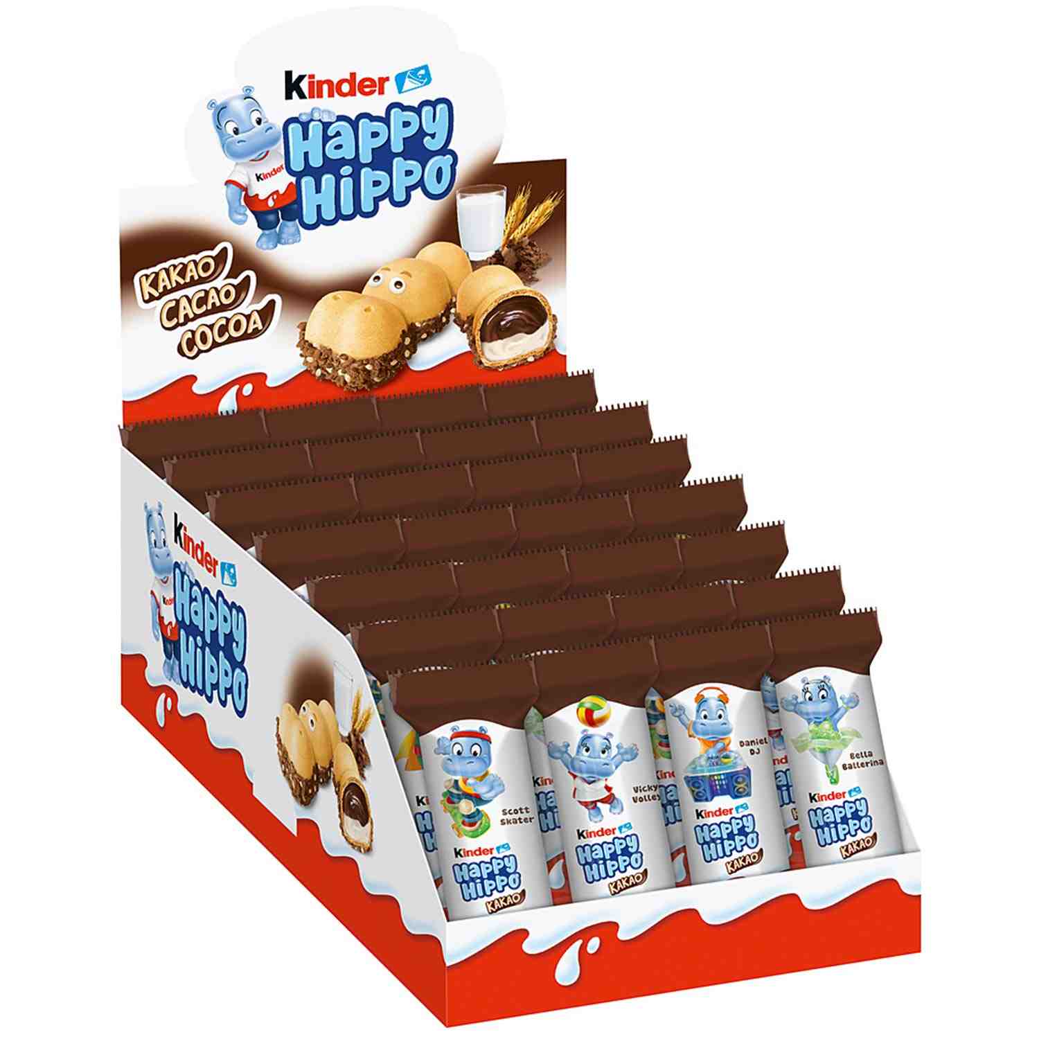 Wafelki baton Kinder Happy Hippo Cocoa kakao 28 sztuk z Niemiec