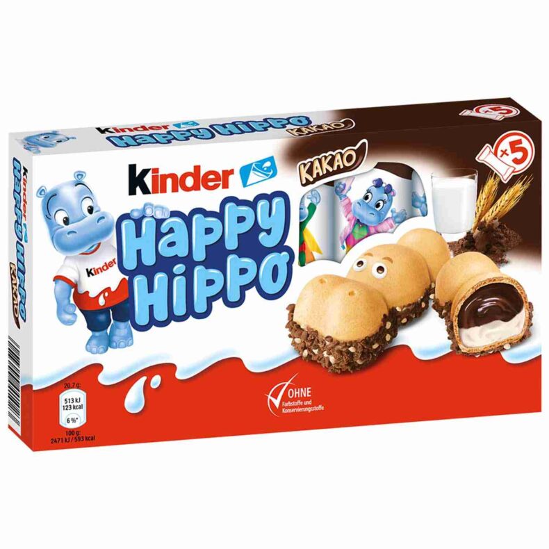 Wafelki batoniki Kinder Happy Hippo kakao 5 x 20,7g z Niemiec