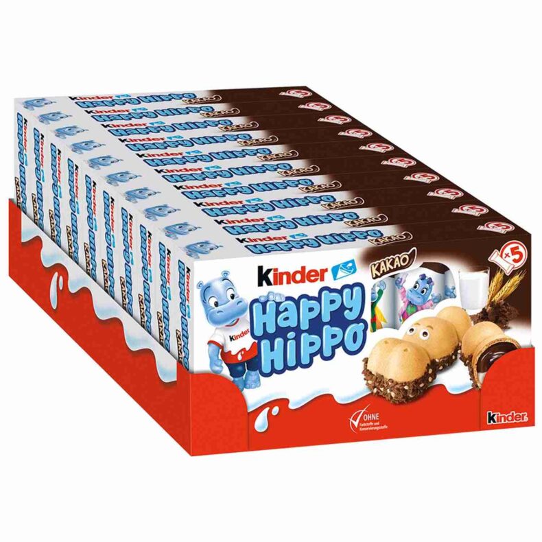 Wafelki Kinder Happy Hippo Kakao 10 paczek 50szt x 20,7g z Niemiec