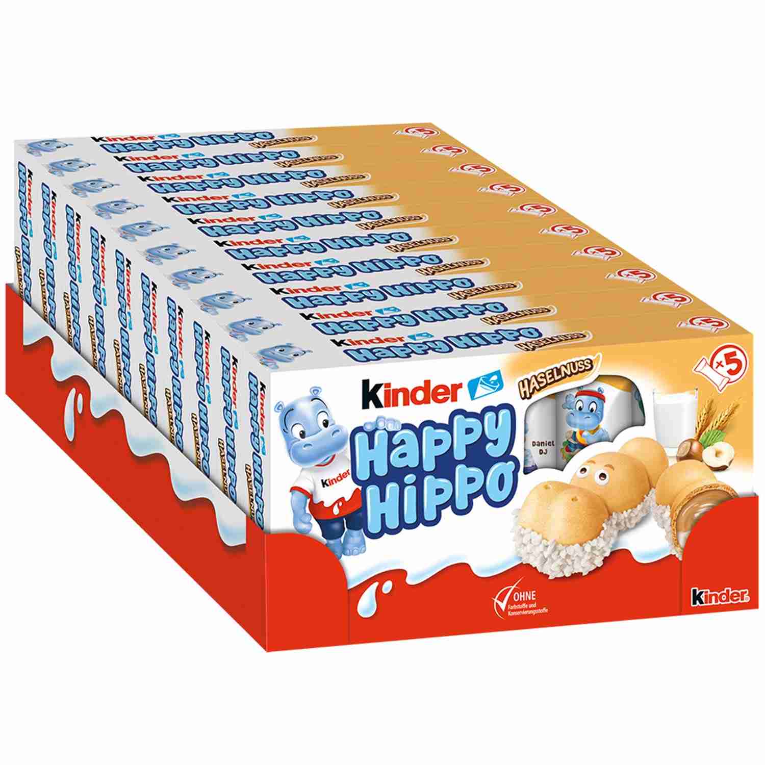 Wafelki orzechowe Kinder Happy hippo 10 paczek po 5 szt z Niemiec