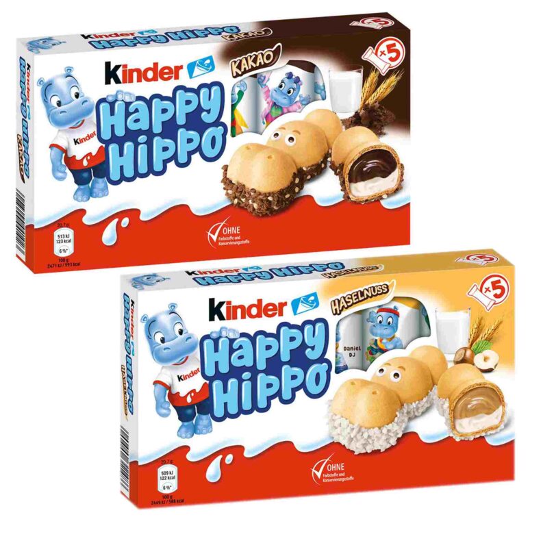 Zestaw Kinder Happy Hippo kakao + orzechowe 10 szt z Niemiec