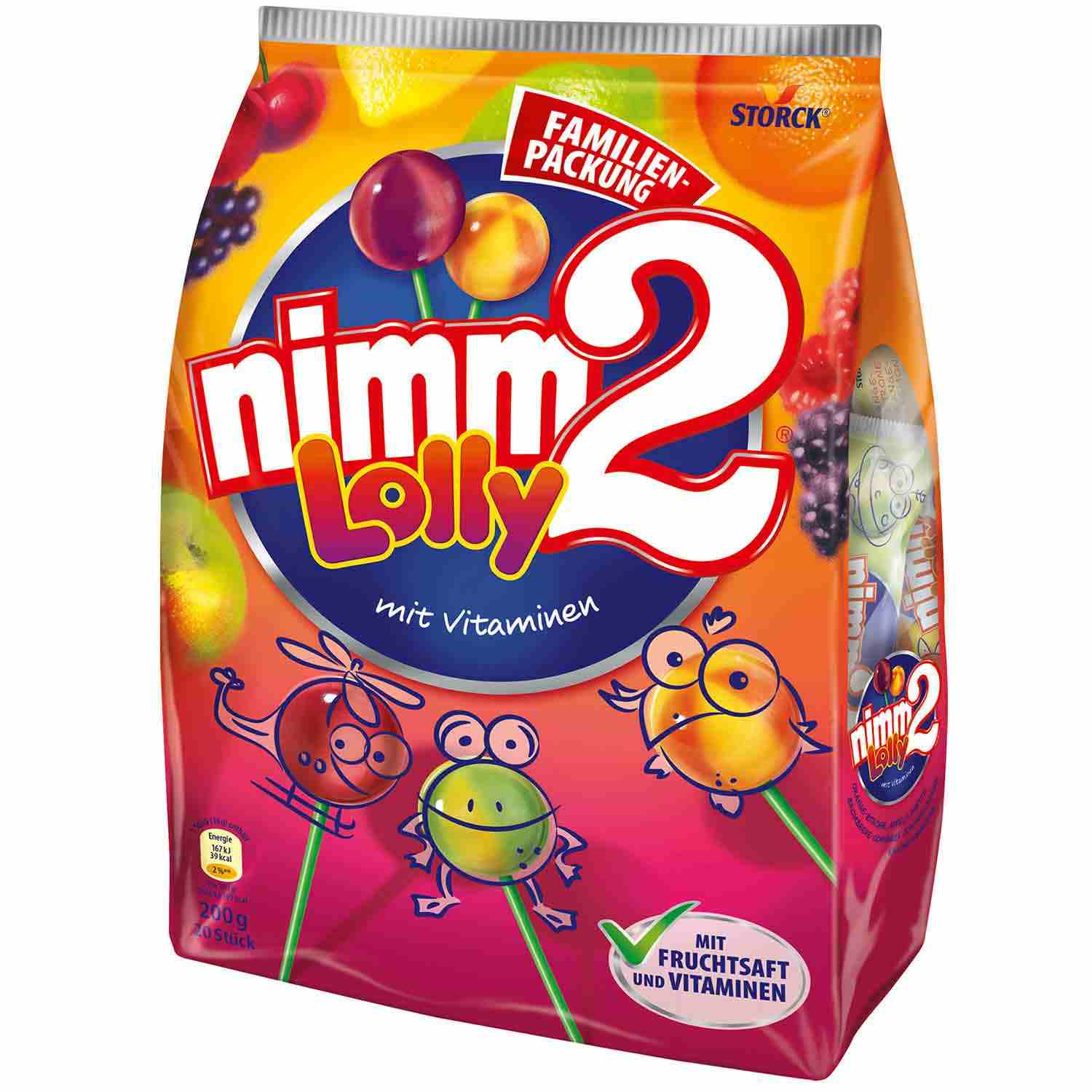 Owocowe lizaki Nimm2 Lolly 20szt 200g z Niemiec