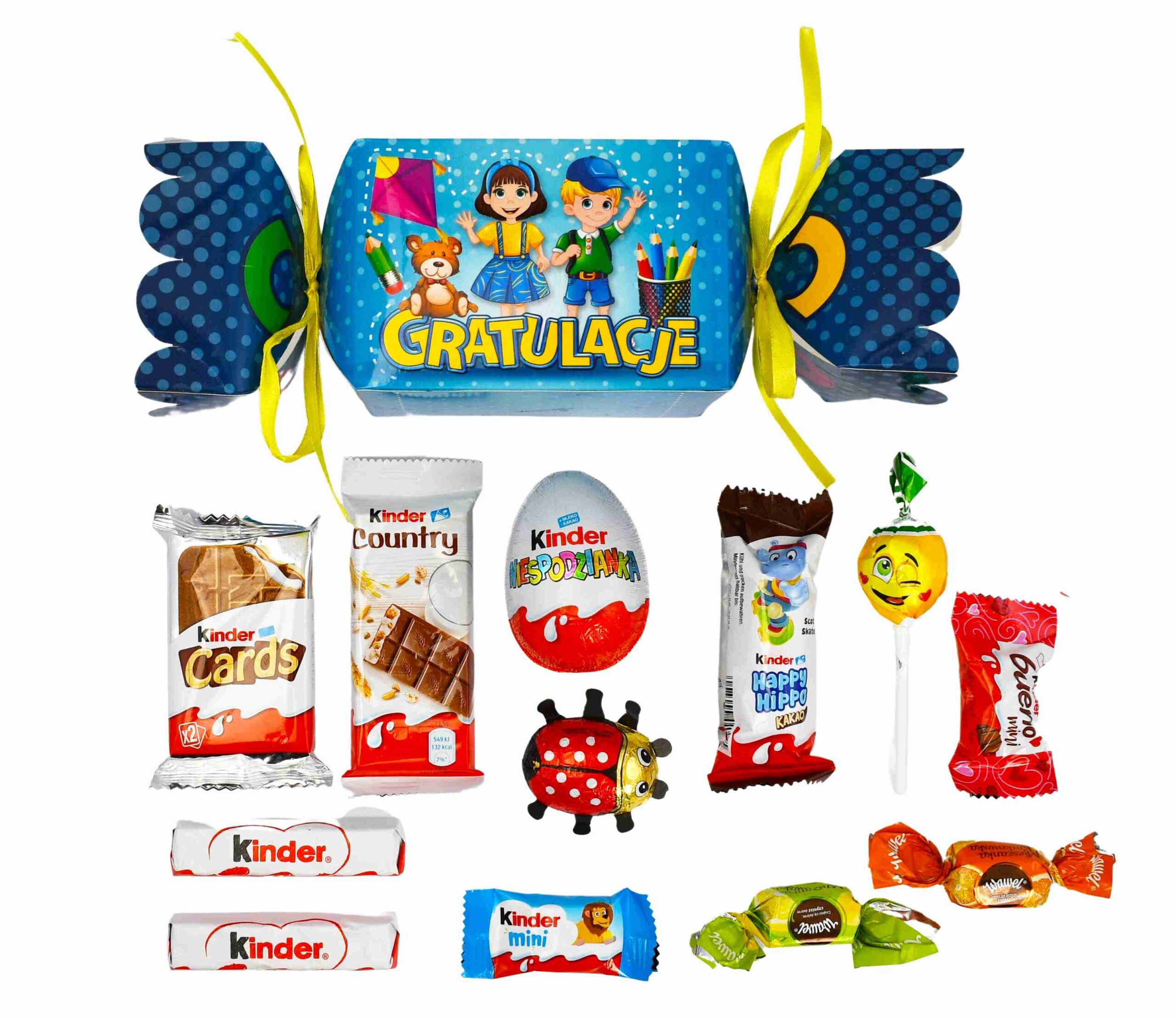 Zestaw słodyczy Kinder Tyta Pierwszoklasisty róg obfitości 24 cm