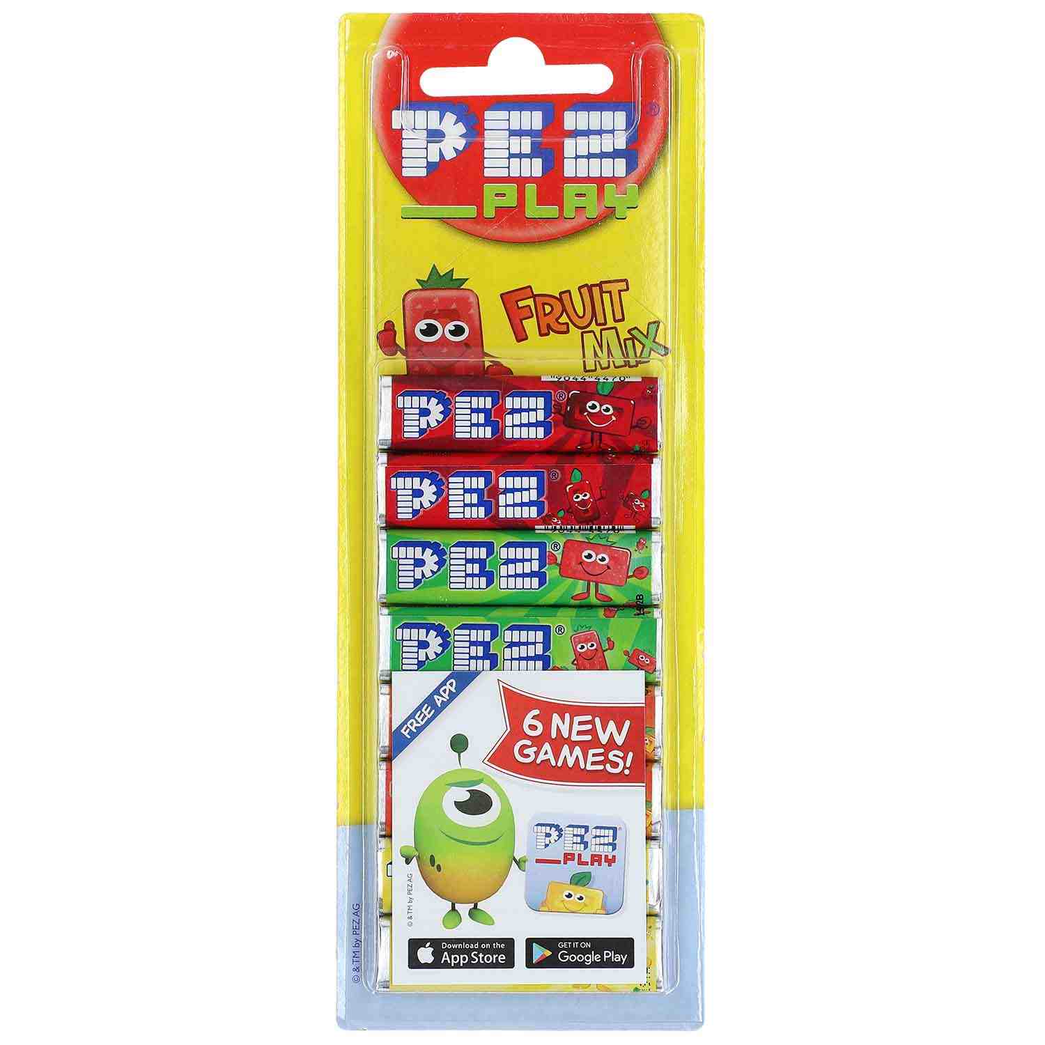 Cukierki pudrowe owocowe PEZ mix smaków 8 szt 68g
