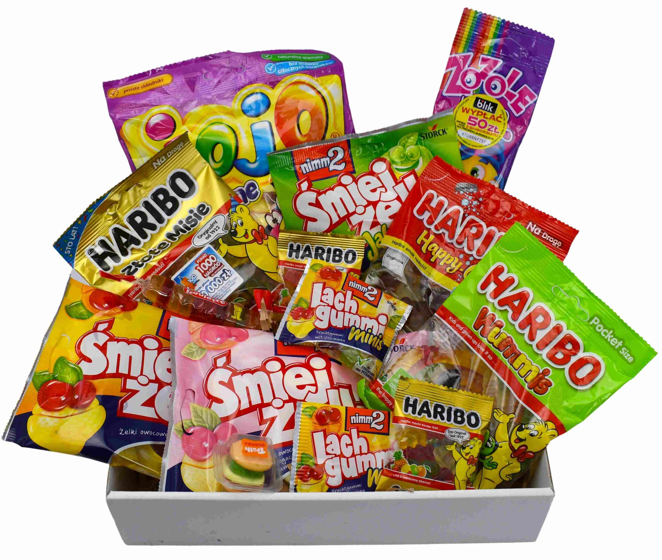 Duży kosz prezentowy box żelkowy mix żelki prezent
