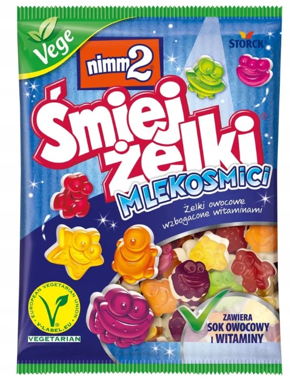 Nimm2 Śmiejżelki Mlekosmici Żelki Owocowe Pianki Gwiazdki Vege 90g x 2 paczki