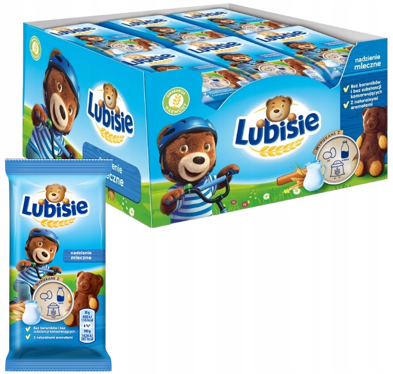 Lubisie Ciastka Biszkoptowe Nadziewane Mleczne Biszkopty Miś Lubiś 24x30g