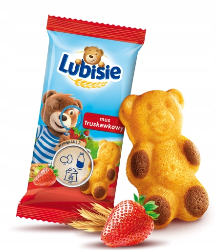Lubisie Ciastka Biszkoptowe Nadzienie Truskawkowe Biszkopt Miś Lubiś 24x30g