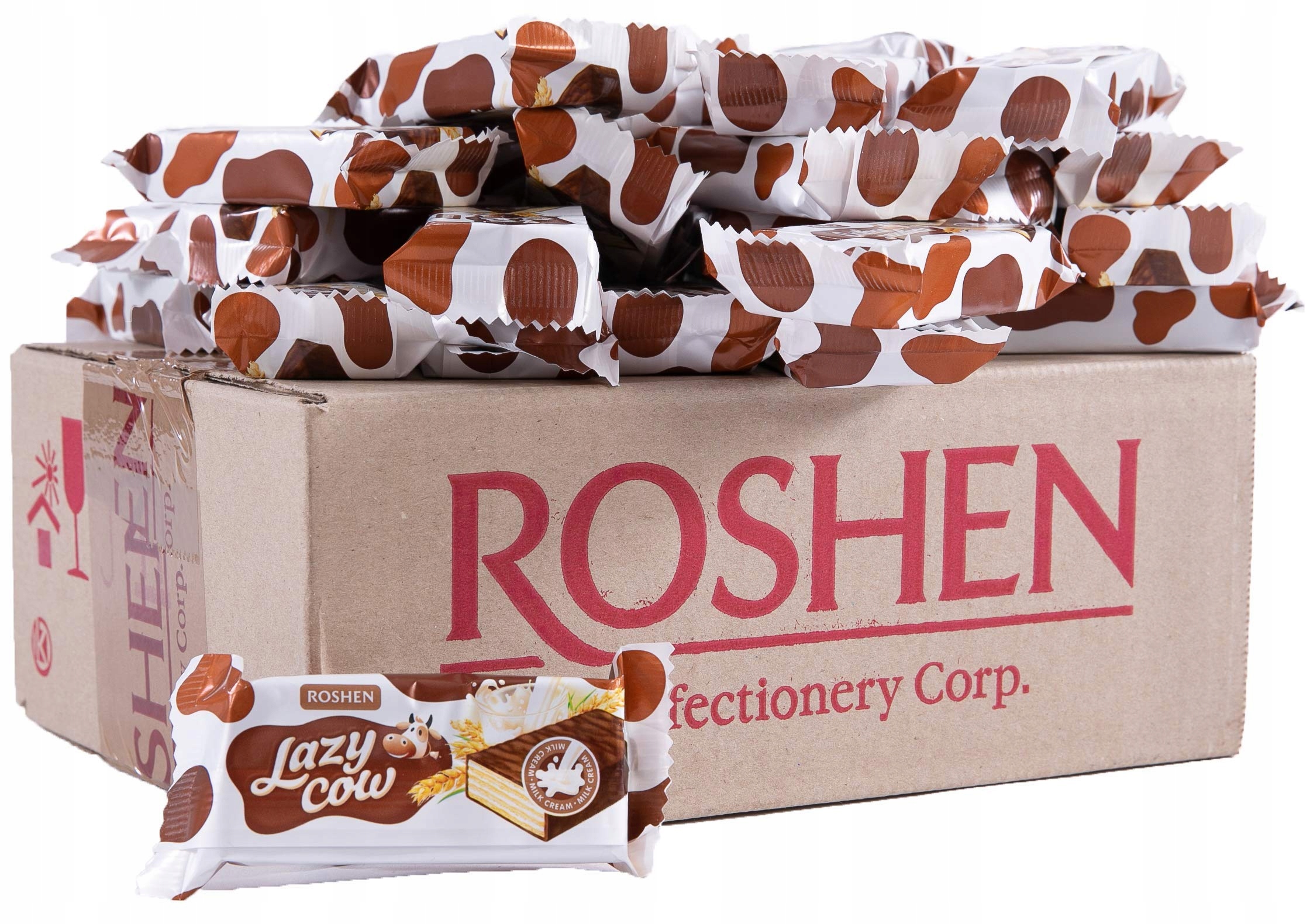 Roshen Wafelki Lazy Cow Batoniki Czekoladzie Mleczne Kakaowe Wafelek 0,5 kg