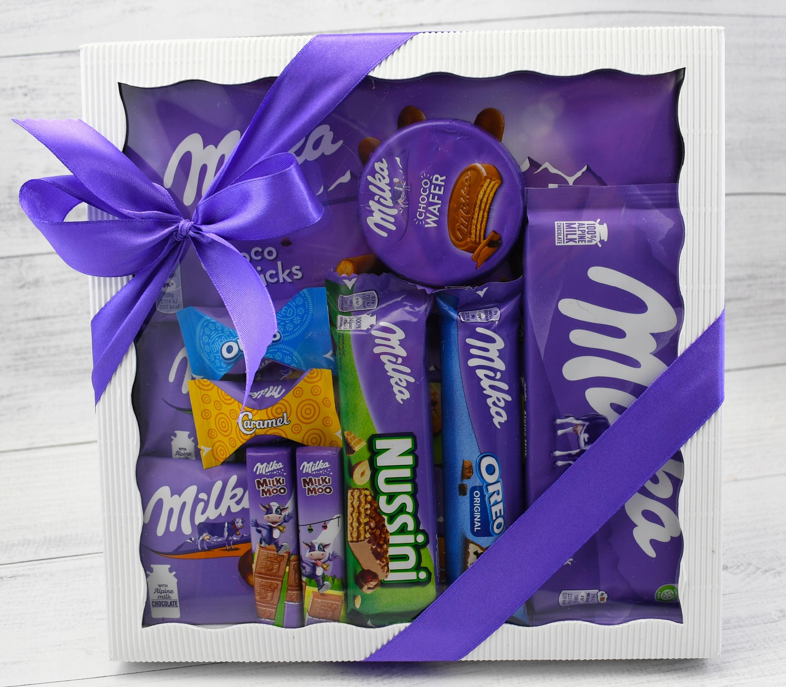Zestaw Prezentowy Kosz Słodyczy Milka Box Prezent Upominek paczka pudełko
