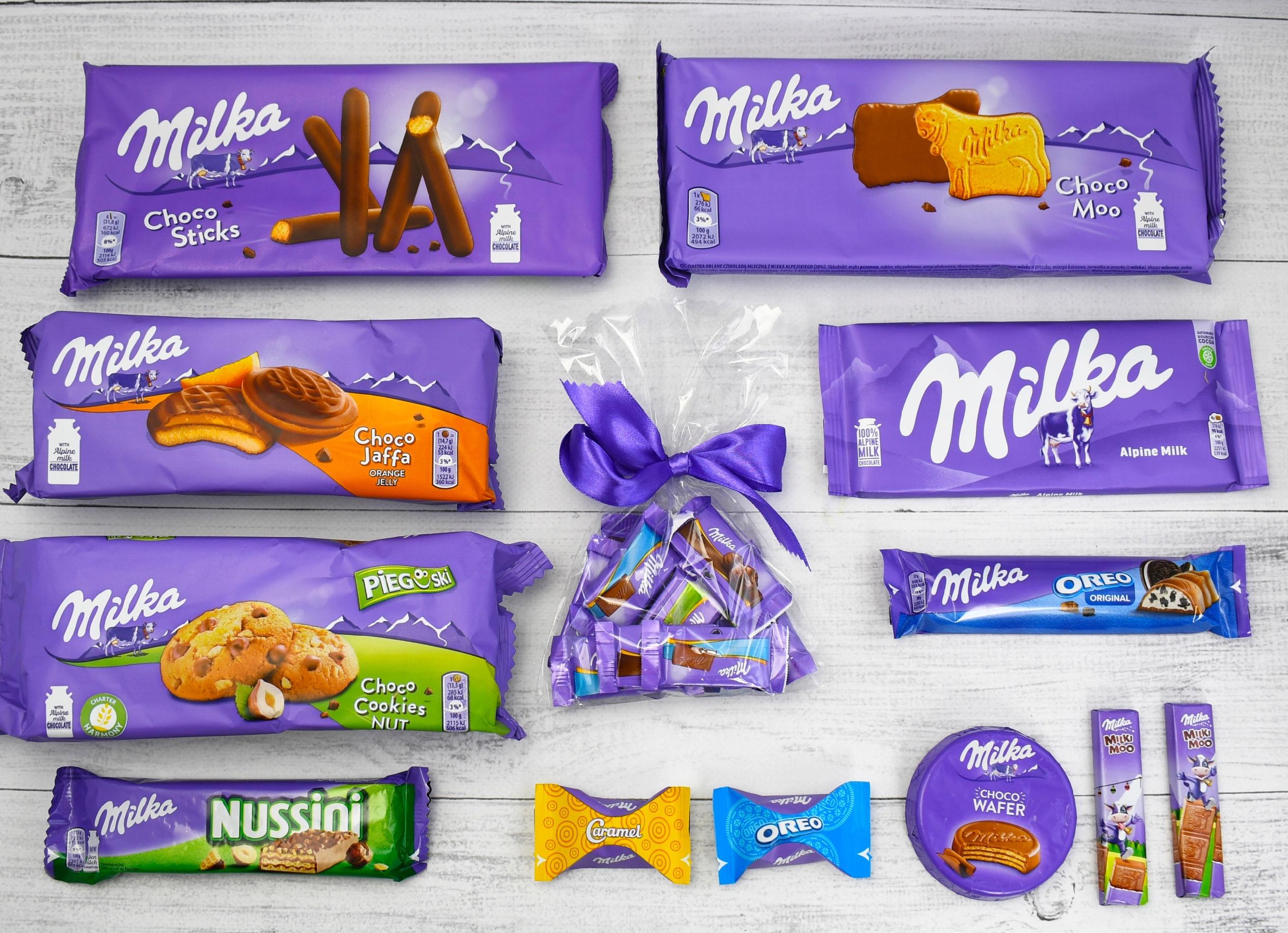 Zestaw Prezentowy Kosz Słodyczy Milka Box Prezent Upominek paczka pudełko