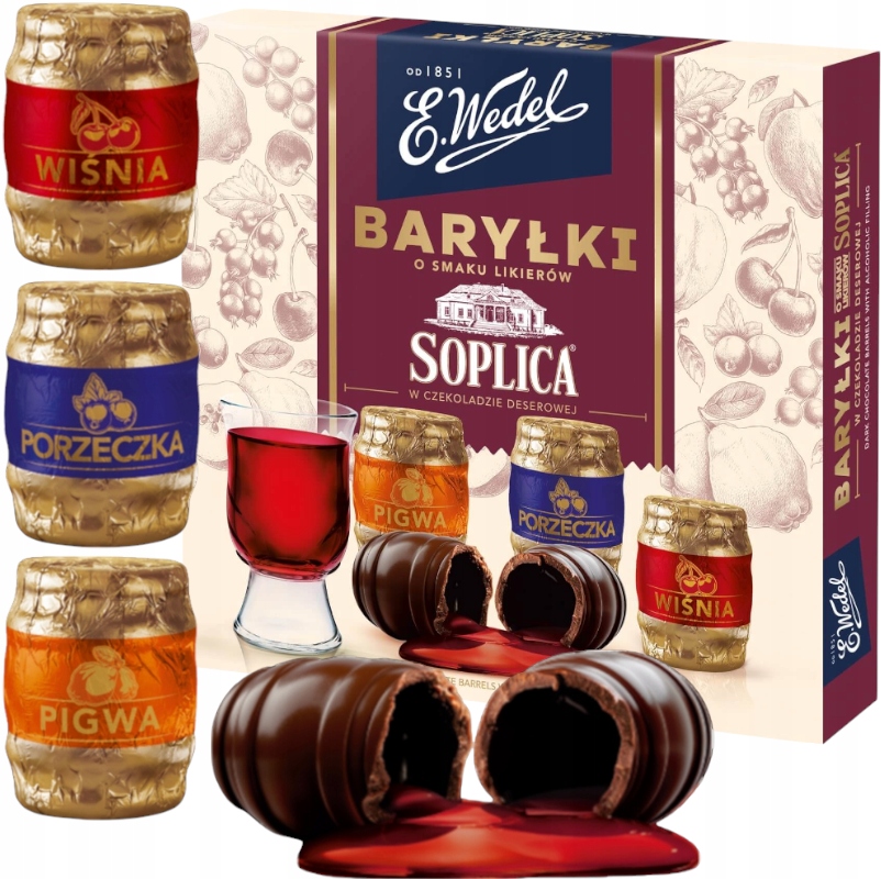 E.Wedel Baryłki Likierem Soplica Z Alkoholem Czekoladki Beczki Święta 200g