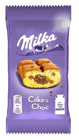 Milka Cake & Choc Biszkopt Nadziewany kawałkami czekolady Ciastko 1szt 35g