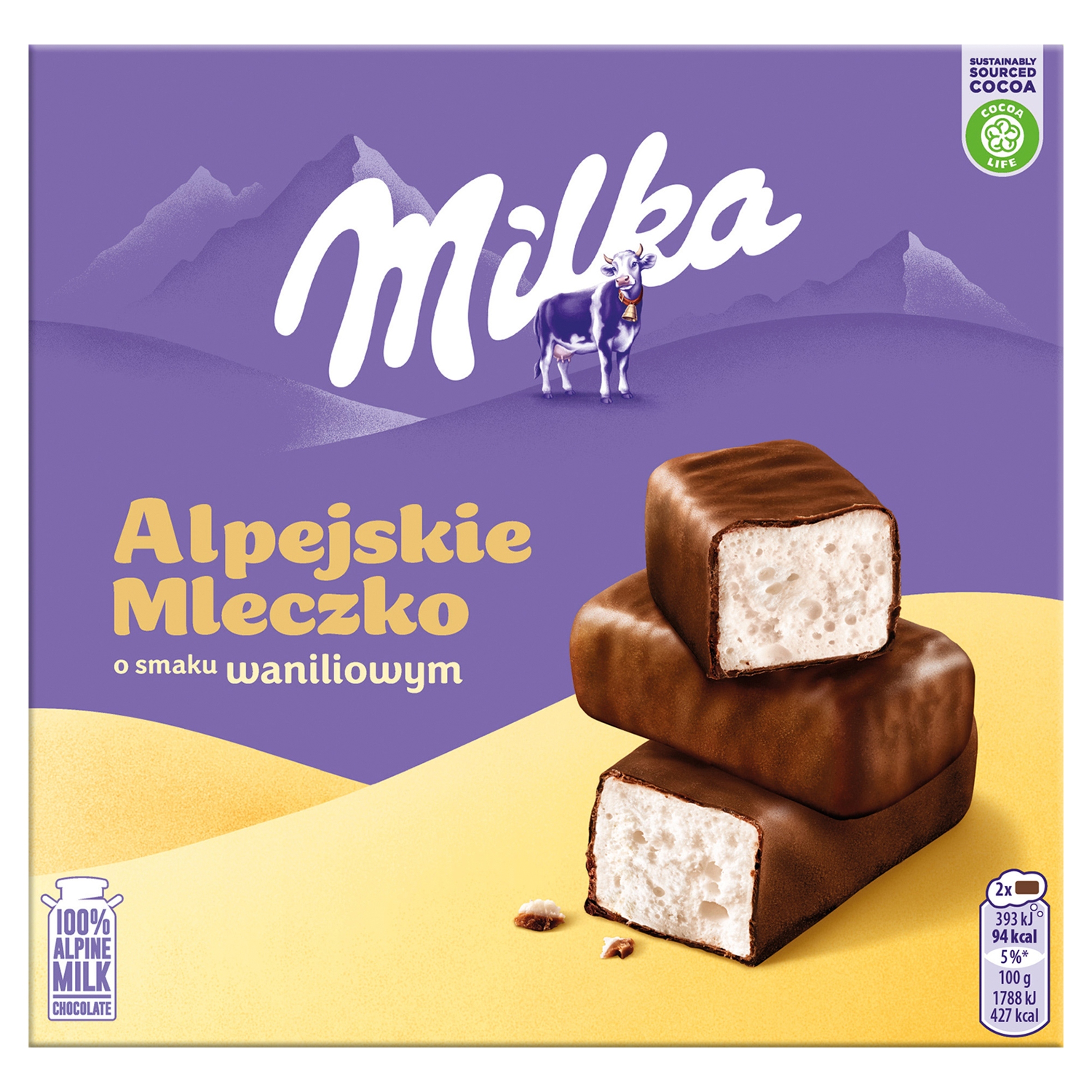 Milka Pianki Waniliowe Alpejskie Mleczko W Czekoladzie Mlecznej Pianka 330g