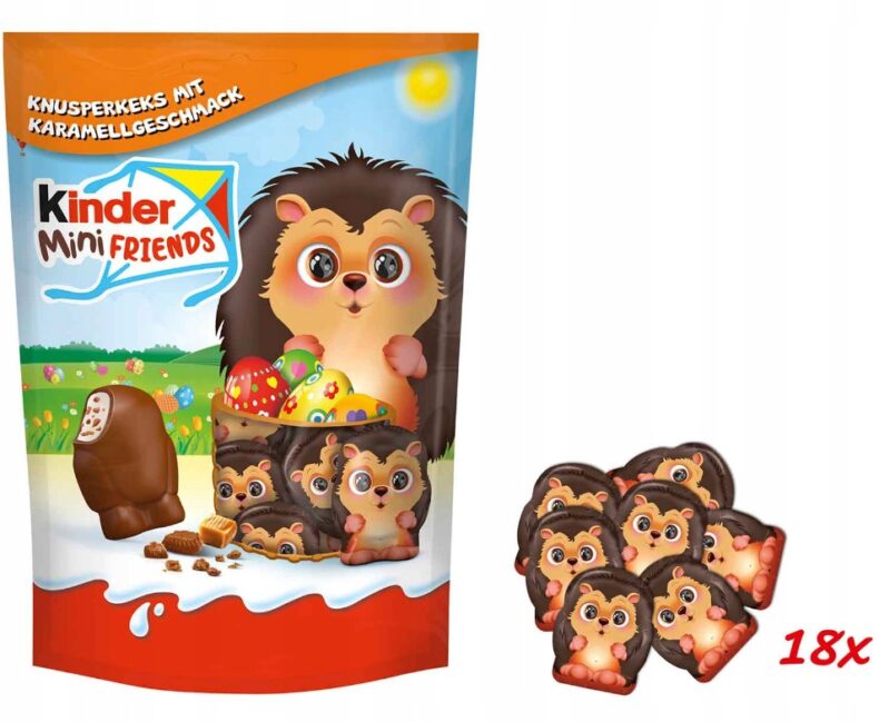 Kinder Mini Friends Czekoladki Mleczne Jeże Jeżyki Karmelowe Wielkanoc 122g