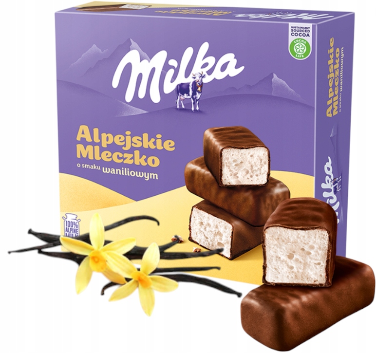 Milka Waniliowe Alpejskie Mleczko urodziny imieniny Mlecznej Prezent 330g