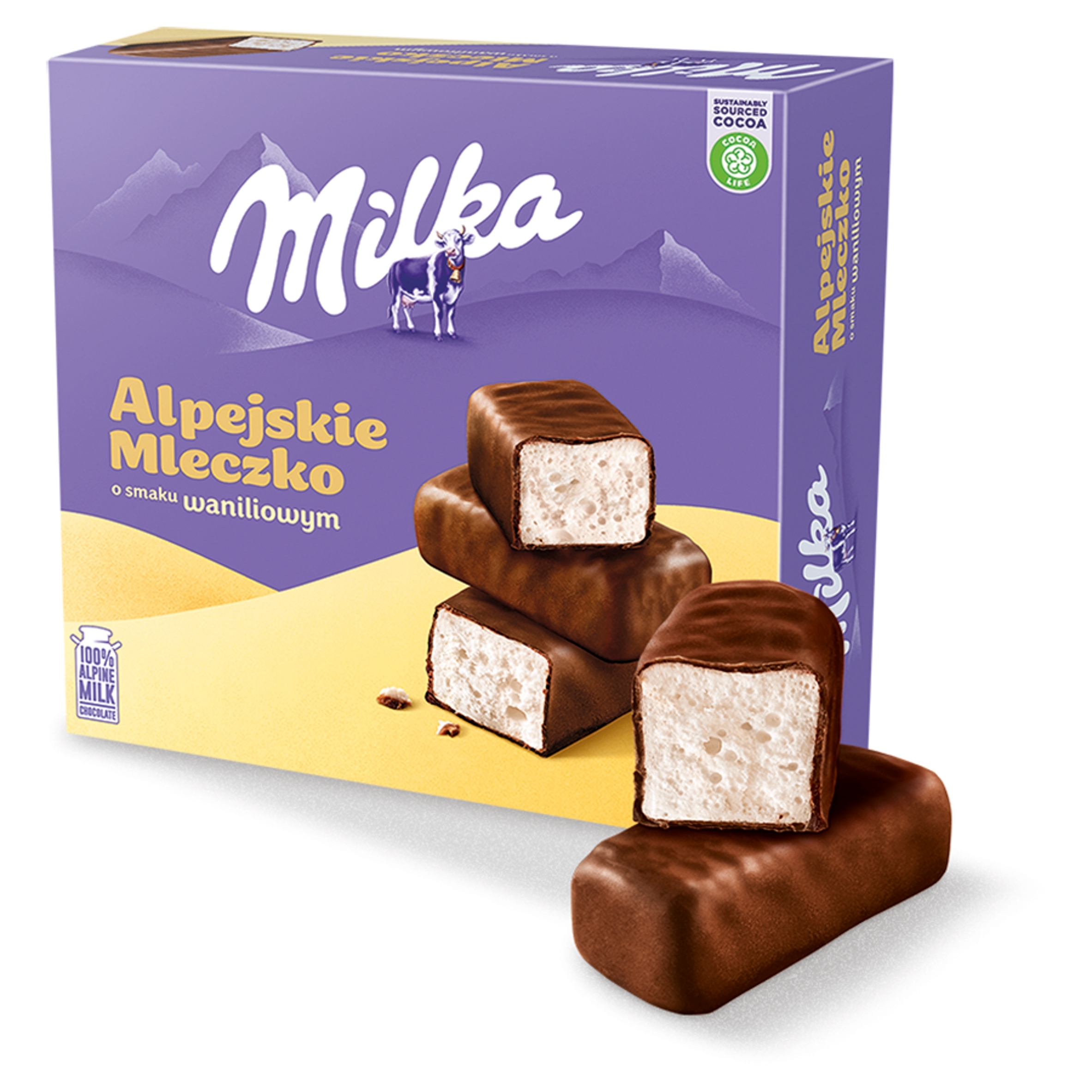 Milka Pianki Waniliowe Alpejskie Mleczko W Czekoladzie Mlecznej Pianka 330g