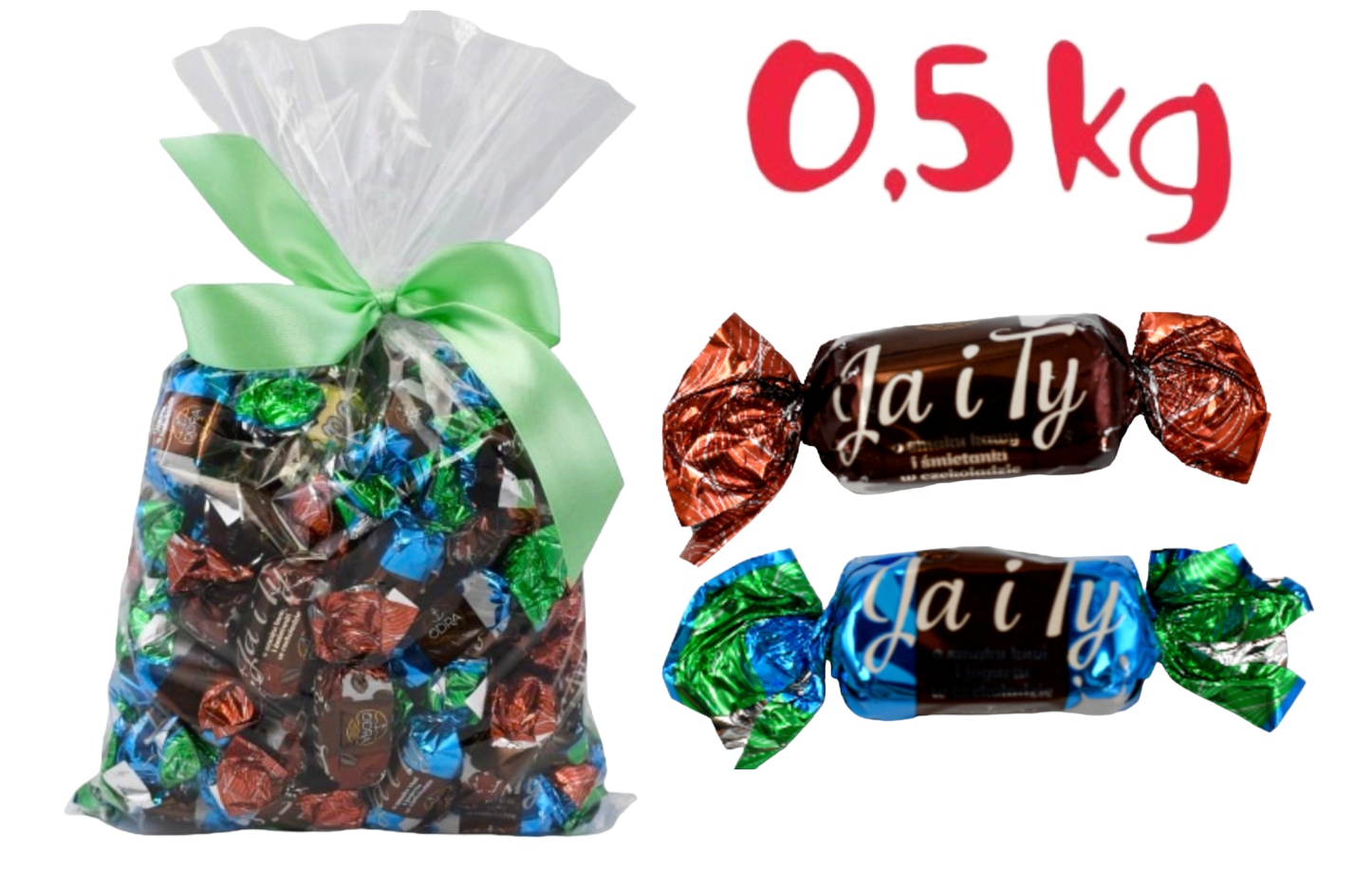 Cukierki Ja i Ty Kawowe Jogurt Śmietanka 0,5 kg kiwi nadziewane kawowe Odra