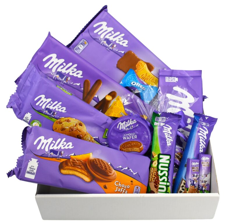 Zestaw Prezentowy Kosz Słodyczy Milka Box Prezent Upominek paczka pudełko