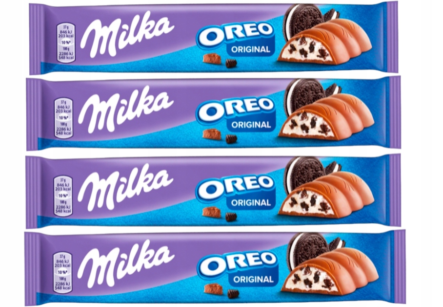 Milka Oreo Baton w mlecznej czekoladzie nadzieniem Batonik 4 x 37g dzieci