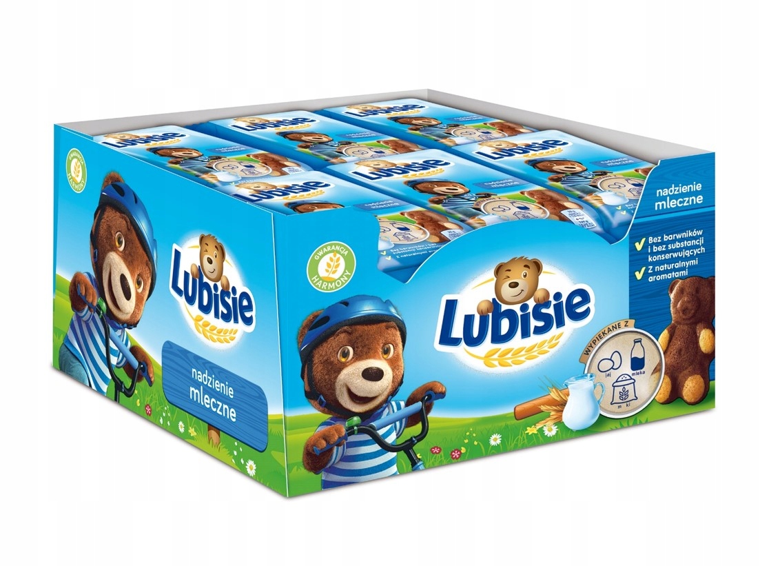 Lubisie Ciastka Biszkoptowe Nadziewane Mleczne Biszkopty Miś Lubiś 24x30g