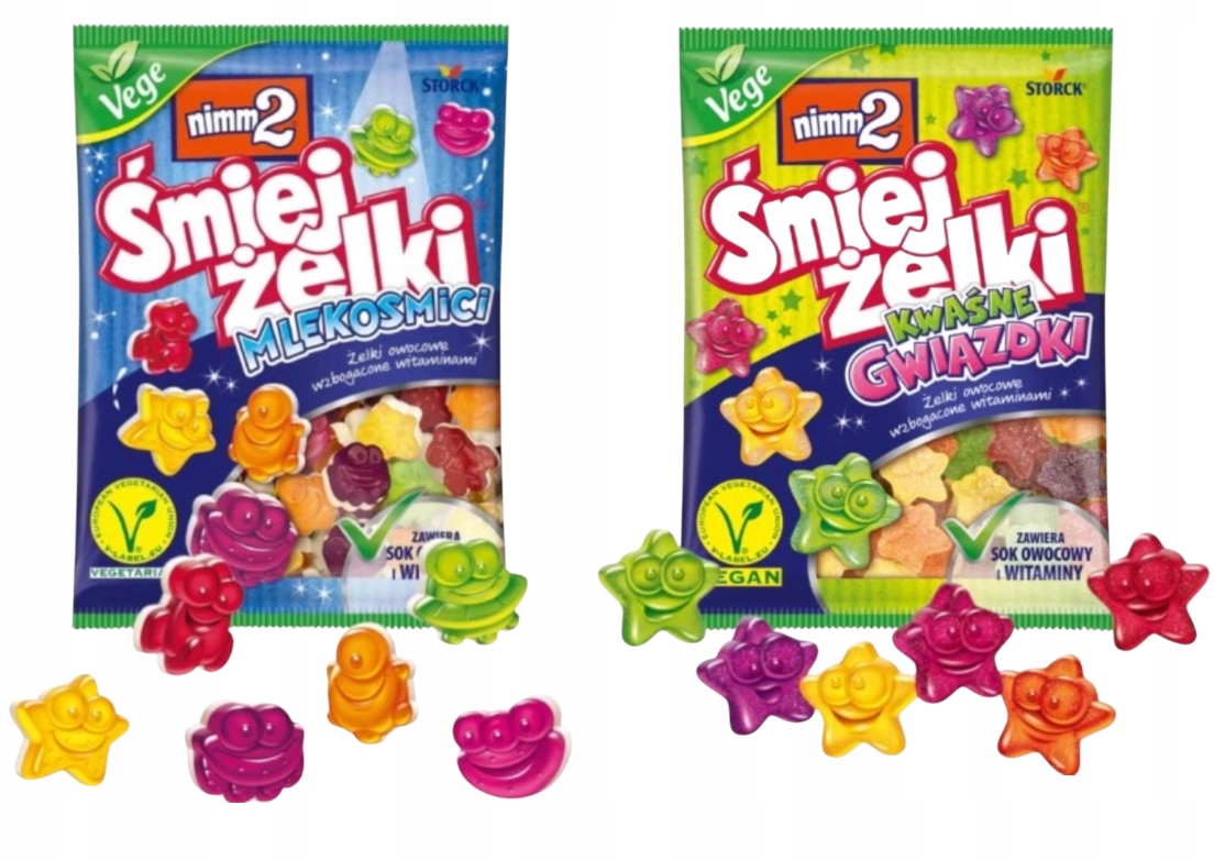 Nimm2 Śmiejżelki Mlekosmici Żelki Owocowe Pianki Gwiazdki Vege 90g x 2 paczki