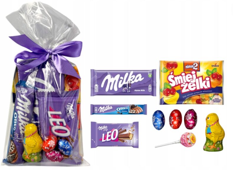 ŚWIĘTA zestaw Paczka słodyczy Milka słodycze Wielkanoc kurczak zajączek