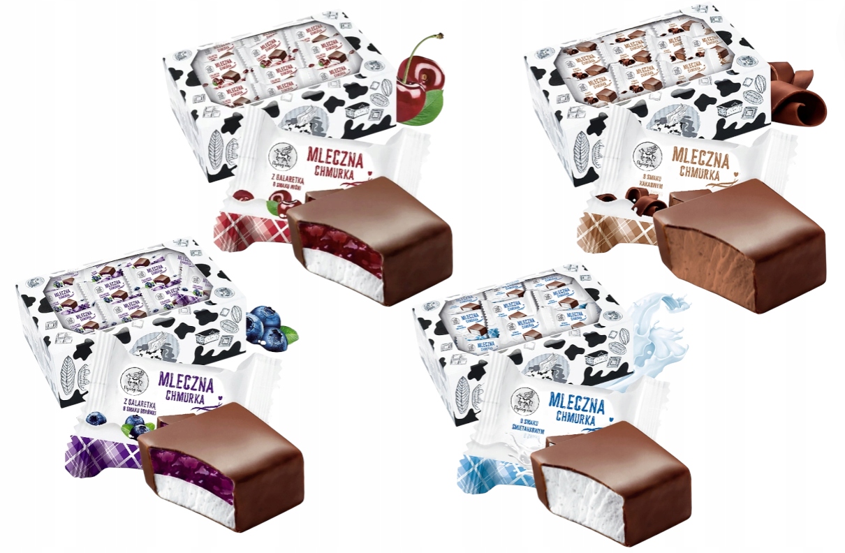 Cukierki Mleczna Chmurka Z Galaretką Wiśniowe Pianki Kakaowe ABK 1 kg