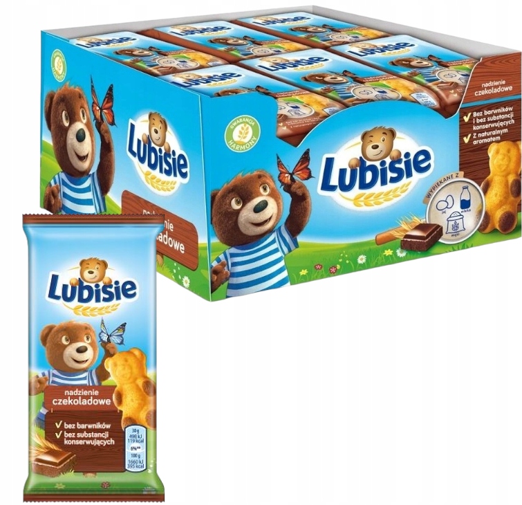 Lubisie Ciastka Biszkoptowe Nadzienie Czekoladowe Biszkopt Miś Lubiś 24x30g