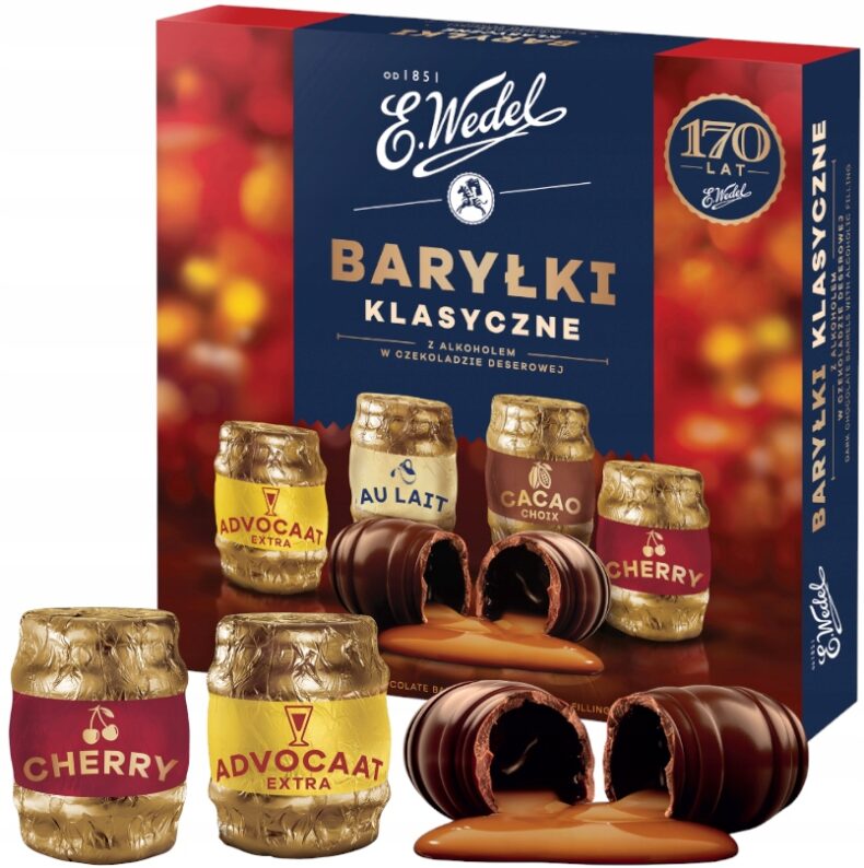 E.Wedel Baryłki Klasyczne Z Alkoholem Czekoladki Beczki Prezent Święta 200g