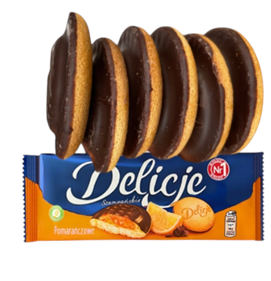 Mondelez Delicje Szampańskie Pomarańcz Biszkopty z Galaretką Ciastko 147g