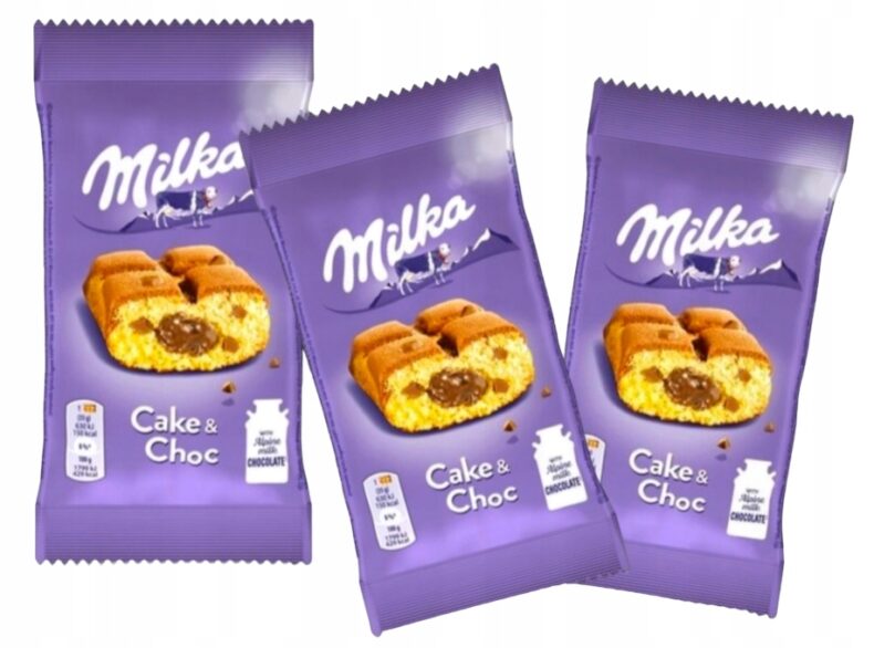 Milka Cake &Choc Biszkopt Nadziewany z kawałkami czekolady Ciastka 3szt 35g