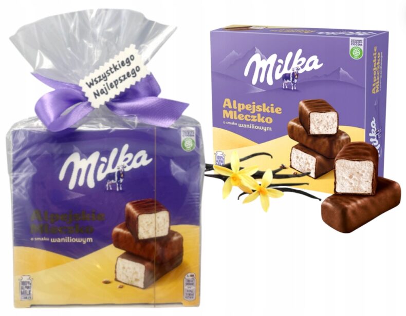 Milka Waniliowe Alpejskie Mleczko urodziny imieniny Mlecznej Prezent 330g