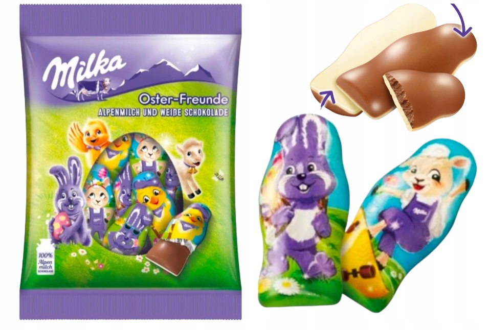 Milka Czekoladki Figurka ŚWIĘTA KURCZAK zajączek Wielkanoc KRÓLIK 120g DE